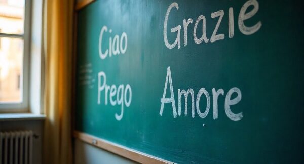 escolas de italiano - quadro com palavras em italiano